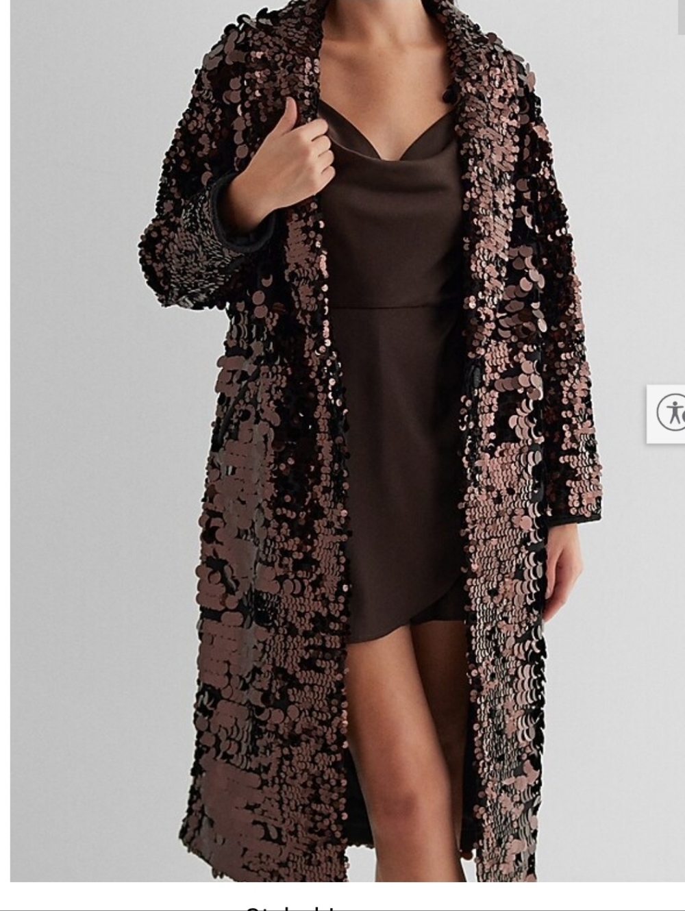 Brown Sequin Long Coat